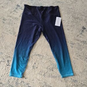 Athleta Elation 7/8 Navy and Teal Ombre Leggings
